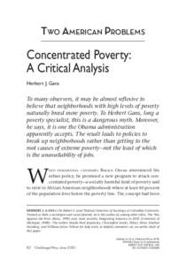 Gans  Two American Problems Concentrated Poverty: A Critical Analysis