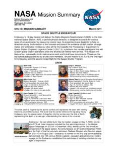 NASA Mission Summary National Aeronautics and Space Administration Washington, D.C[removed]-1100