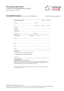 Anmeldeformular Alpbach Talks 19. März 2015
