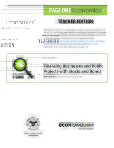 PAGE ONE Economics  ® TEACHER EDITION Page One Economics® is an informative accessible essay on timely economic