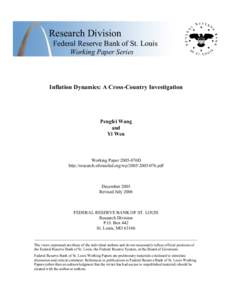Inflation Dynamics: A Cross-Country Investigation