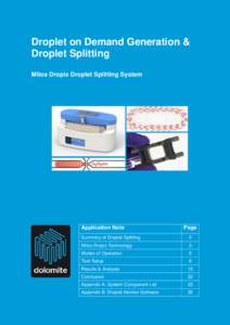 The Dolomite Centre Ltd  Droplet on Demand Generation & Droplet Splitting Mitos Dropix Droplet Splitting System