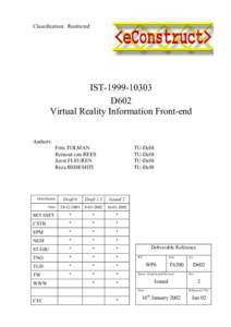 Classification: Restricted  ISTD602 Virtual Reality Information Front-end Authors: