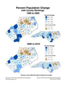 Percent Population Change with County Rankings* 1990 to 2000 Percent Change 91 94