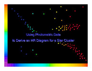 Using Photometric Data to Derive an HR Diagram for a Star Cluster In In this Activity, we will investigate: 1. How to use photometric data for an open cluster to derive an “H-R Diagram” for the stars