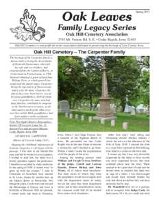 Oak Leaves  Spring 2013 Family Legacy Series Oak Hill Cemetery Association