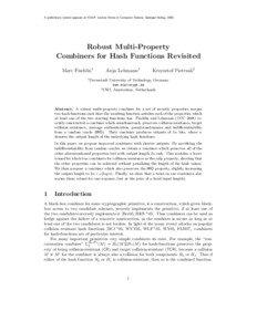 A preliminary version appears at ICALP, Lecture Notes in Computer Science, Springer-Verlag, [removed]Robust Multi-Property