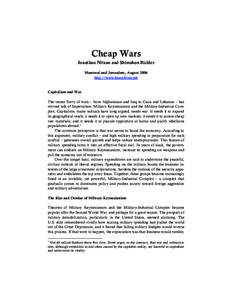 Cheap Wars Jonathan Nitzan and Shimshon Bichler Montreal and Jerusalem, August 2006 http://www.bnarchives.net  Capitalism and War