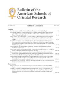 Bulletin of the American Schools of Oriental Research Number 375	  Table of Contents