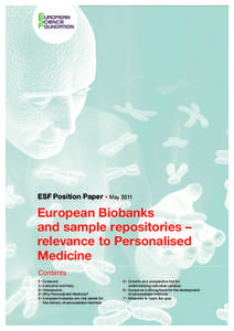 ESF Position Paper • May[removed]European Biobanks and sample repositories – relevance to Personalised Medicine
