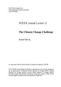 WIDER Annual Lecture 11 The Climate Change Challenge