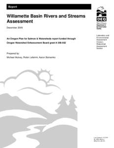 Report  Willamette Basin Rivers and Streams Assessment December 2009