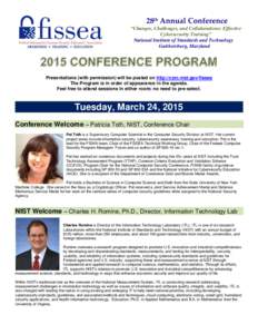 FISSEA 2015 Conference, March 24-25, 2015 Program