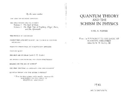 By the same author THE LOGIC OF SCIENTIFIC DISCOVERY THE OPEN SOCIETY AND ITS ENEMIES  Volume 1