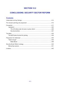 SECTION 12.2 CONCLUSIONS: SECURITY SECTOR REFORM Contents Introduction and key findings ........................................................................................ 414 Pre‑invasion planning and preparati