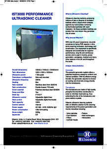 IST 3000 data_Layout:52 Page 1  IST3000 PERFORMANCE ULTRASONIC CLEANER  What is Ultrasonic Cleaning?