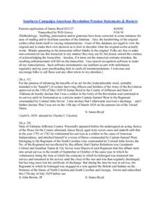 Southern Campaign American Revolution Pension Statements & Rosters Pension application of James Boyd S32127 fn36NC Transcribed by Will Graves[removed]Methodology: Spelling, punctuation and/or grammar have been corrected
