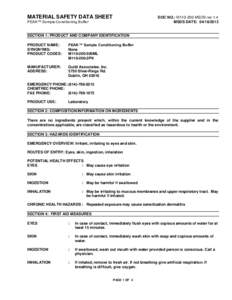 MATERIAL SAFETY DATA SHEET  DOC NO.: M110-200-MSDS rev 1.4 MSDS DATE: PEAK™ Sample Conditioning Buffer