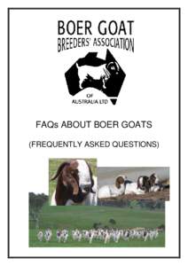 FAQs ABOUT BOER GOATS (FREQUENTLY ASKED QUESTIONS) BOER GOAT BREEDERS’ ASSOCIATION OF AUSTRALIA The BGBAA is the Breeders’ Association in Australia governing the Australian industry.