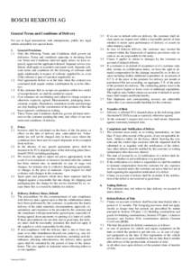 BOSCH REXROTH AG General Terms and Conditions of Delivery 3.3  For use in legal transactions with entrepreneurs, public law legal