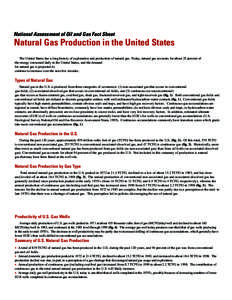 National Assessment of Oil and Gas Fact Sheet  Natural Gas Production in the United States The United States has a long history of exploration and production of natural gas. Today, natural gas accounts for about 25 perce