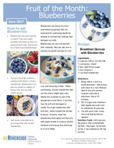 Fruit of the Month: Blueberries June 2017 How to eat Blueberries: