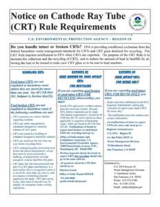Notice on Cathode Ray Tube,  Rule Requirements