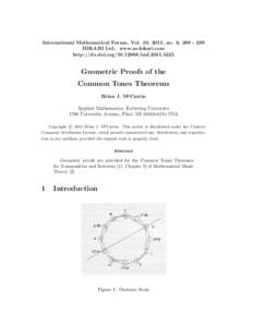 International Mathematical Forum, Vol. 10, 2015, no. 6, HIKARI Ltd, www.m-hikari.com http://dx.doi.orgimfGeometric Proofs of the Common Tones Theorems