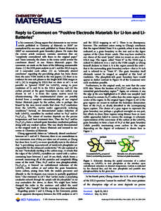 Comments pubs.acs.org/cm Reply to Comment on “Positive Electrode Materials for Li-Ion and LiBatteries”  I