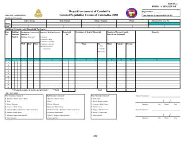 ANNEX 3 FORM A HOUSELIST Royal Government of Cambodia General Population Census of Cambodia, 2008