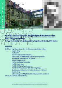 © Wikimedia Commons  Festakt anlässlich des 20-jährigen Bestehens des Max-Weber-Kollegs  Freitag, 29. Juni 2018 | Augustinerkloster, Augustinerstraße 10, 99084 Erfurt