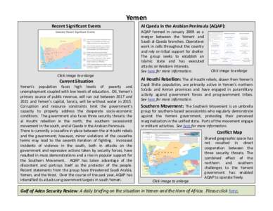    Yemen  Recent Significant Events