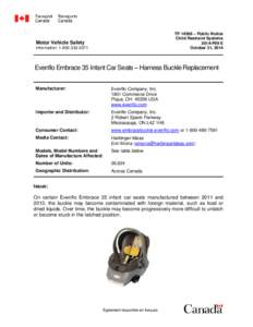 TP 14566 – Public Notice Child Restraint Systems 2014-P09 E October 31, 2014  Motor Vehicle Safety