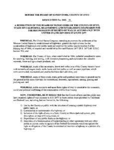 BEFORE THE BOARD OF SUPERVISORS, COUNTY OF INYO RESOLUTION No[removed]