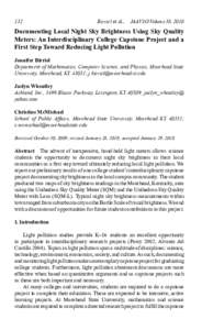 132  Birriel et al.,  JAAVSO Volume 38, 2010 Documenting Local Night Sky Brightness Using Sky Quality Meters: An Interdisciplinary College Capstone Project and a