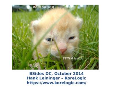 BSides DC, October 2014 Hank Leininger – KoreLogic https://www.korelogic.com/ Agenda