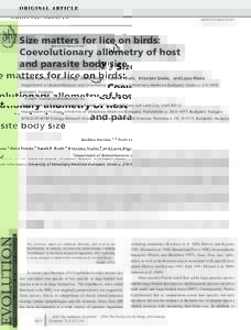O R I G I NA L A RT I C L E doi:evoSize matters for lice on birds: Coevolutionary allometry of host and parasite body size