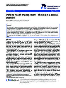 Pensaert and Martineau Porcine Health Management 2015, 1:1 http://www.porcinehealthmanagement.com/contentEDITORIAL  Open Access