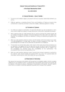 General Terms and Conditions of Trade (GTCT) of the Engel Naturtextilien GmbH As of § 1 General Remarks – Area of Validity 1.