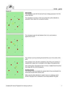 Grids - game Knock off How it works The red players start with the ball and have to keep possession from the yellow defender. The red players must stay in their own grid but the yellow defender is