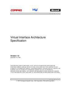 Virtual Interface Architecture Specification