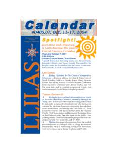 Calendar #[removed], Oct. 11–17, 2004 University of Texas at Austin College of Liberal Arts