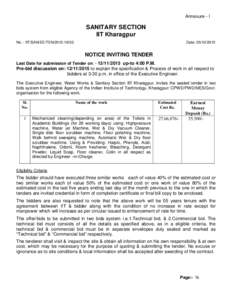 Annexure - l  SANITARY SECTION IIT Kharagpur No. : IIT/SAN/EE/TEN