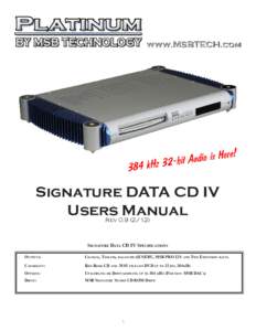 Signature DATA CD IV Users Manual RevSignature Data CD IV Specifications Outputs: