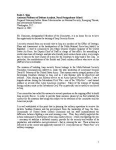 Kalev I. Sepp Assistant Professor of Defense Analysis, Naval Postgraduate School Prepared Statement before House Subcommittee on National Security, Emerging Threats,