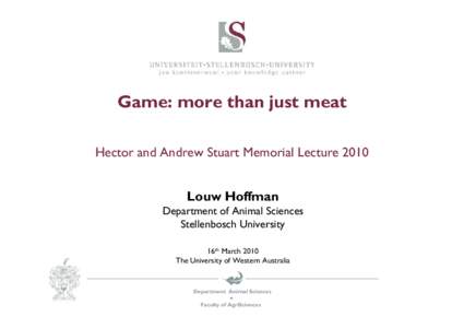 Microsoft PowerPoint - Game more than just meat West Aust 2010.ppt