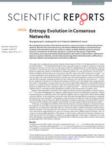 Entropy Evolution in Consensus Networks