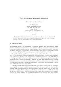 Overview of Key Agreement Protocols Ratna Dutta and Rana Barua Stat-Math Unit