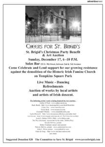 advertisement  Cheers for St. Brigid’s St. Brigid’s Christmas Party Benefit & Art Auction