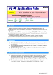 Acid number of Bio Diesel (BDF)  Petroleum Automatic Potentiometric Titrator Acid-base titration (non aqueous)